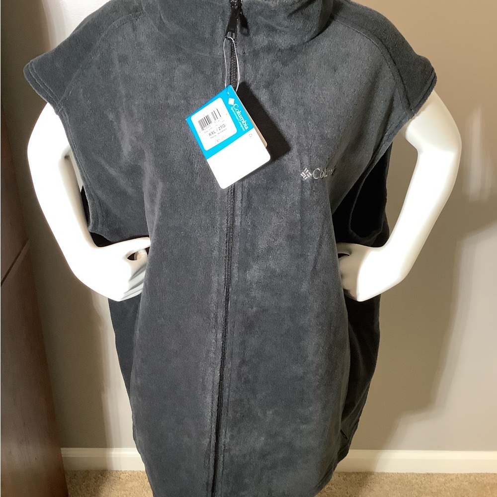 Columbia Sportswear Co Vest Gray Men XXL Full Zip Sleeveless Zip Pockets Outdoor